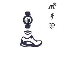 Smart shoe, running training icons on white vector