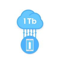 cloud technology, upload to server with smartphone vector