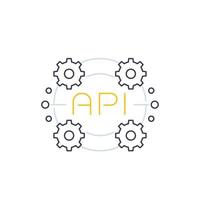 API icon, application programming interface, software integration, line vector