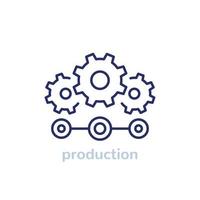 production process line icon with gears vector