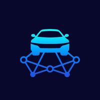 carsharing icon with car and routes vector