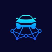 icono de carsharing con coche y rutas. vector