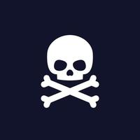 danger icon, skull and bones vector