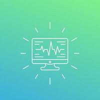 ecg, heart diagnostics icon, linear style vector