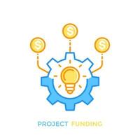 financiación en el nuevo producto, innovaciones, inversiones, icono del proyecto de crowdfunding vector