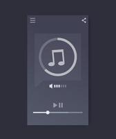 Music streaming player interface, mobile app, vector ui