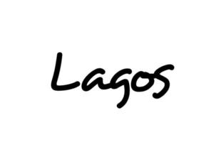 Lagos city handwritten word text hand lettering. Calligraphy text. Typography in black color vector