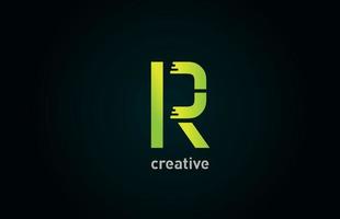 R creative green letter alphabet logo icon design for company and business vector