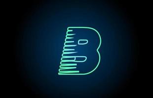 line B green blue alphabet letter logo icon. Glowing wire for company and business design vector