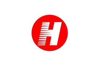 icono del alfabeto letra logo h para empresa y negocio. diseño de icono simple para identidad corporativa con rayas de línea y círculo rojo vector