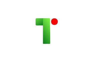 T verde rojo alfabeto letra logo icono. diseño degradado para empresa y negocio. vector