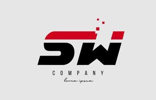 Sw sw combinación de logotipo de letra del alfabeto en color rojo y negro. Diseño de icono creativo para empresa y negocio. vector