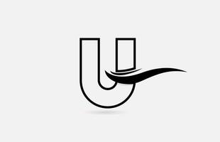 U black and white alphabet letter logo icon for business and company with simple line design vector