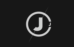 alphabet J letter logo icon. White black simple line and circle design for company identity vector