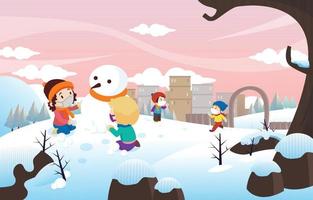 Kids Playing in the Snow vector