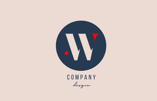 red dot W letter alphabet logo icon design with blue circle for company and business vector