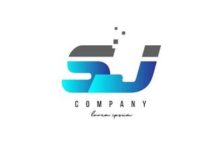 SJ S J alphabet letter logo combination in blue and grey color. Creative icon design for company and business vector