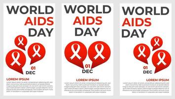 world aids day social media stories collection vector