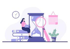 planificación de horarios o gestión del tiempo con calendario de reuniones de negocios, actividades y procesos de organización de eventos de trabajo de oficina. ilustración vectorial de fondo vector