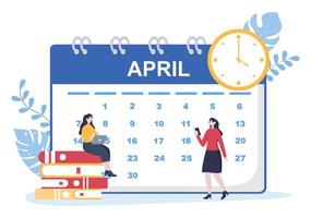 Ilustración de vector de fondo de calendario con signo de círculo para planificar asuntos importantes, gestión del tiempo, organización del trabajo y notificación de eventos de la vida o vacaciones