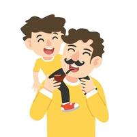 Happy Man with son in his shoulders vector