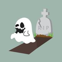 Grave flat design with ghost vector