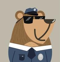 Cute bear doodle vector police