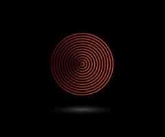 Concentric line circle elements. Lush lava and orange color. vector