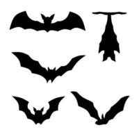 Gráfico de vector de ilustración de murciélago de icono de silueta de conjunto para halloween