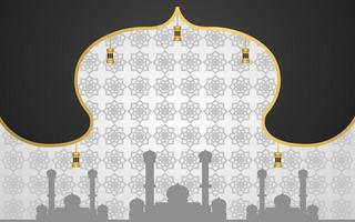 diseño de fondo islámico de color negro. diseño de ilustración de la mezquita. vector