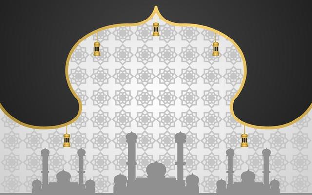 black color islamic background design. mosque illustration design.