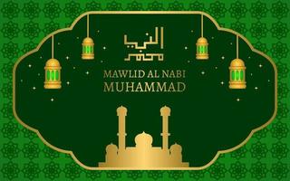 green background design for the birthday of the prophet muhammad. vector