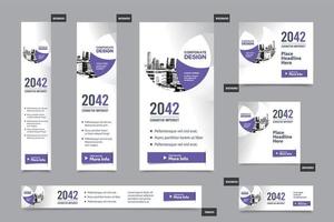 Plantilla de banner web corporativo de fondo de ciudad en varios tamaños. fácil de adaptar a folletos, informes anuales, revistas, carteles, medios publicitarios corporativos, volantes, sitios web. vector