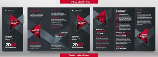 Plantilla de folleto comercial en diseño tríptico. Folleto de diseño corporativo con imagen reemplazable. vector