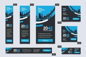 City Background Corporate Web Banner Template in multiple sizes. Easy to adapt to Brochure, Annual Report, Magazine, Poster, Corporate Advertising media, Flyer, Website. vector