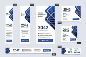 Plantilla de banner web corporativo de fondo de ciudad en varios tamaños. fácil de adaptar a folletos, informes anuales, revistas, carteles, medios publicitarios corporativos, volantes, sitios web. vector