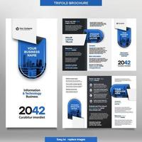 Business Brochure Template in Tri Fold Layout. Corporate Design Leaflet with replacable image. vector