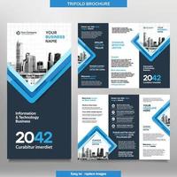 Business Brochure Template in Tri Fold Layout. Corporate Design Leaflet with replacable image. vector