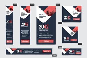 City Background Corporate Web Banner Template in multiple sizes. Easy to adapt to Brochure, Annual Report, Magazine, Poster, Corporate Advertising media, Flyer, Website. vector