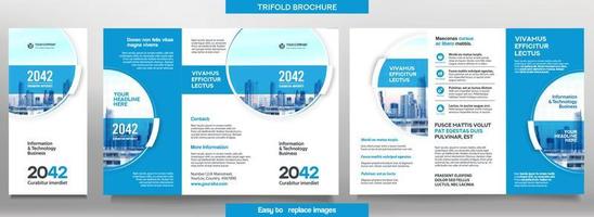 Business Brochure Template in Tri Fold Layout. Corporate Design Leaflet with replacable image. vector