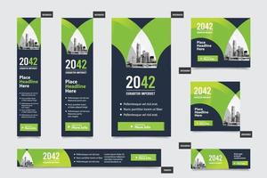 City Background Corporate Web Banner Template in multiple sizes. Easy to adapt to Brochure, Annual Report, Magazine, Poster, Corporate Advertising media, Flyer, Website. vector