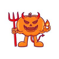 Scary pumpkin devil vector illustration