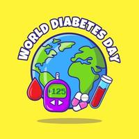 Flat design of world Diabetes day Pro vector.