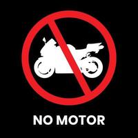 Prohibida la entrada de motocicletas pegatina de señal de tráfico con inscripción de texto sobre fondo aislado vector