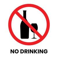 No Drinking Sign Sticker with text inscription on isolated background vector