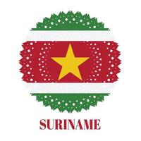 Bandera de Surinam con elegante concepto de ornamento de medalla vector