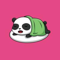 lindo panda durmiendo en una almohada con manta ilustración vector