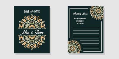 conjunto de invitación de boda con hermosos colores, archivo eps. vector