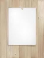 White paper sheet on wood texture background. Vector. vector