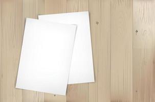 White paper sheet on wood texture background. Vector. vector